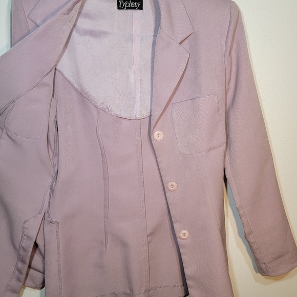 VINTAGE light mauve blazer. Typhany. Back tie. Fitted. - Picture 7 of 10